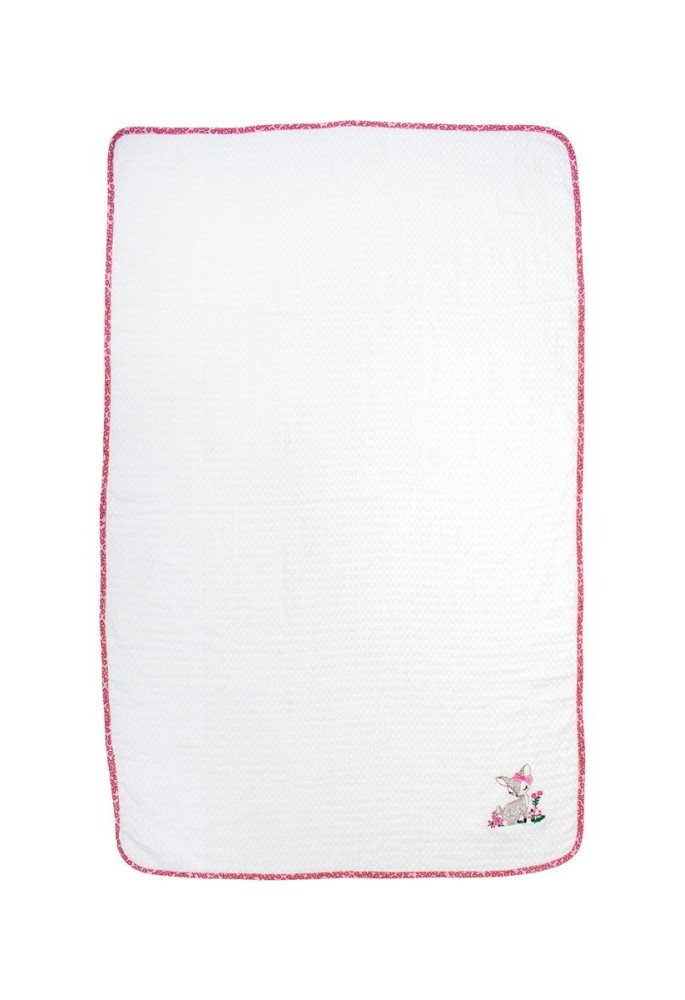 Κουβέρτα Πικέ Με Κέντημα bebe Deer 197 100X160 White-Pink 100% Cotton Κουβέρτα Πικέ Με Κέντημα bebe Deer 197 100X160 White-Pink 100% Cotton