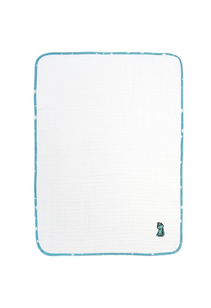 Κουβέρτα Πικέ Με Κέντημα bebe Dinosaur 180 100X160 White-Sky Blue 100% Cotton