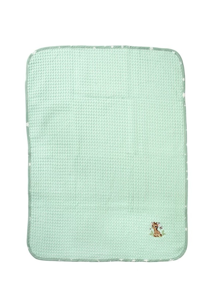 Κουβέρτα Πικέ Με Κέντημα bebe Giraffe 174 80X110 Mint 100% Cotton