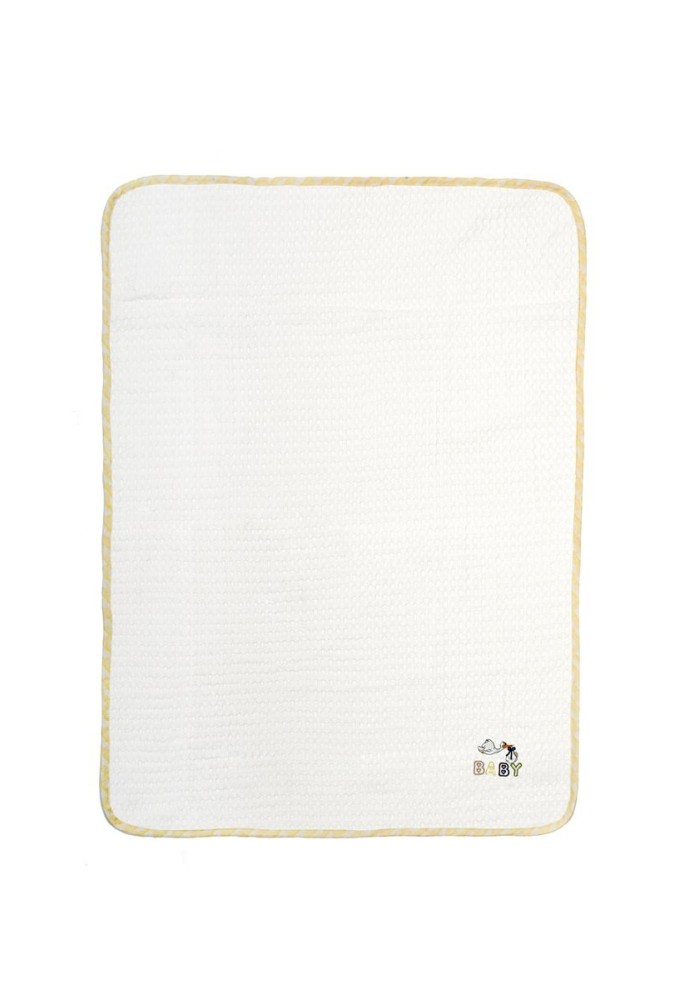 Κουβέρτα Πικέ Με Κέντημα bebe Stork 193 100X160 White-Yellow 100% Cotton Κουβέρτα Πικέ Με Κέντημα bebe Stork 193 100X160 White-Yellow 100% Cotton