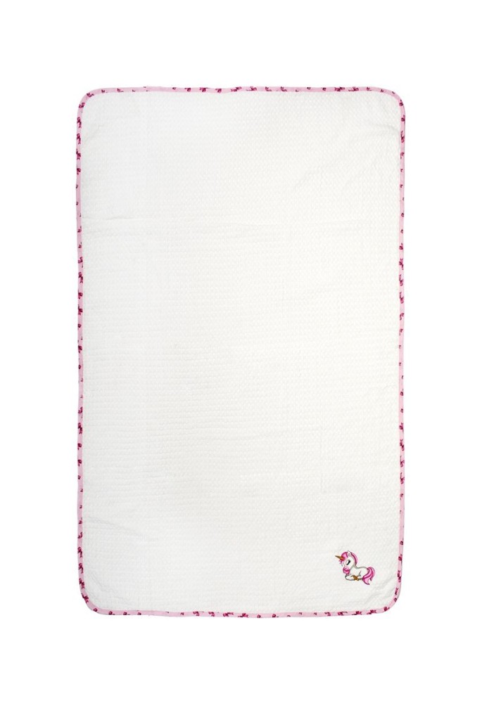 Κουβέρτα Πικέ Με Κέντημα bebe Unicorn 188 80X110 White-Pink 100% Cotton Κουβέρτα Πικέ Με Κέντημα bebe Unicorn 188 80X110 White-Pink 100% Cotton