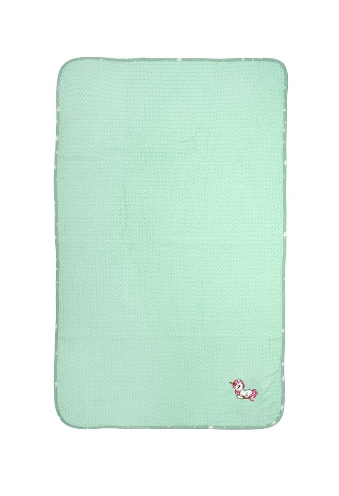 Κουβέρτα Πικέ Με Κέντημα bebe Unicorn 190 80X110 Mint 100% Cotton Κουβέρτα Πικέ Με Κέντημα bebe Unicorn 190 80X110 Mint 100% Cotton