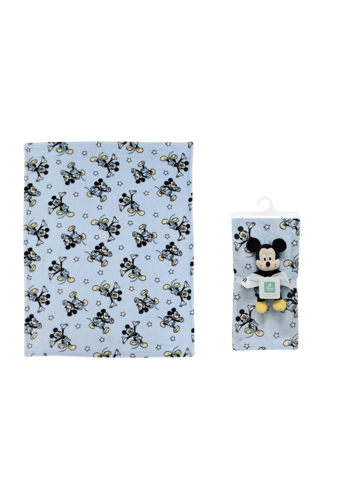 Λούτρινο Disney Home Σετ 2 Τεμ. bebe Mickey 29 Ύψος 25 cm & Κουβέρτα Coral Fleece 75X100 cm Wathet Blue 100% Polyester Λούτρινο Disney Home Σετ 2 Τεμ. bebe Mickey 29 Ύψος 25 cm & Κουβέρτα Coral Fleece 75X100 cm Wathet Blue 100% Polyester