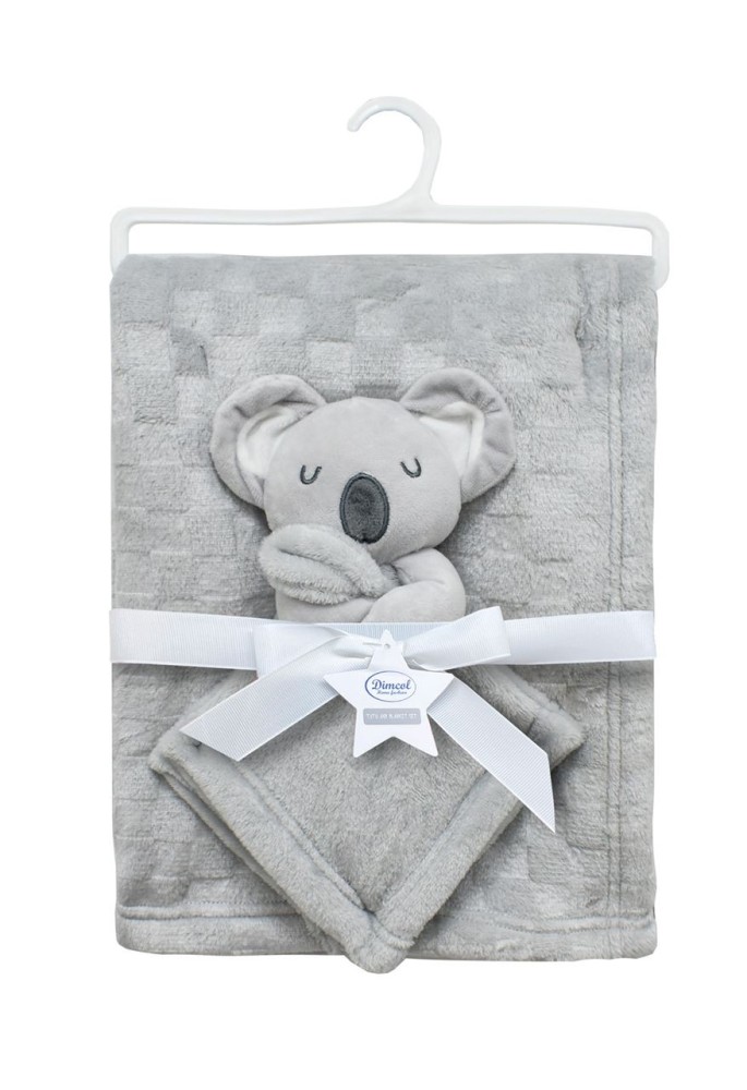 Νάνι-Πανάκι Παρηγοριάς bebe σετ 2 τεμ. Koala 10 33X33 & Κουβέρτα Coral Fleece 75X100 cm Grey 100% Polyester
