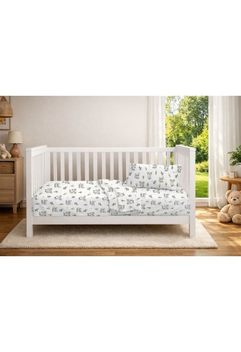 Κατωσέντονο Με Λάστιχο bebe Baby Foxes 595 0,70X1,40X0,15 White-Grey 100% Cotton Κατωσέντονο Με Λάστιχο bebe Baby Foxes 595 0,70X1,40X0,15 White-Grey 100% Cotton