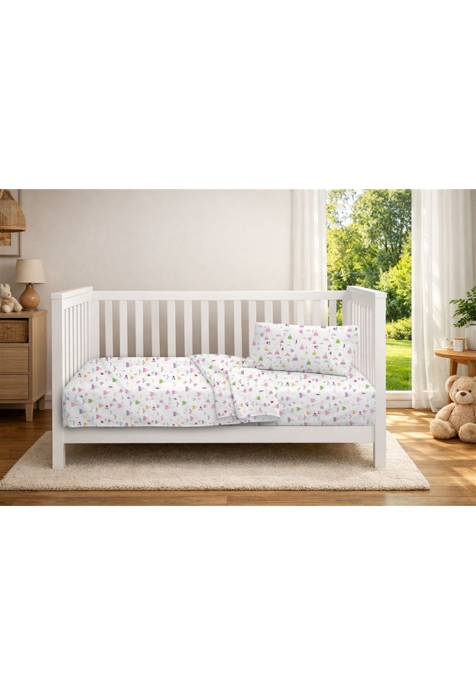 Κατωσέντονο Με Λάστιχο bebe Whimsical Mountainside 587 0,70X1,40X0,15 White-Pastel Lilac 100% Cotton Κατωσέντονο Με Λάστιχο bebe Whimsical Mountainside 587 0,70X1,40X0,15 White-Pastel Lilac 100% Cotton
