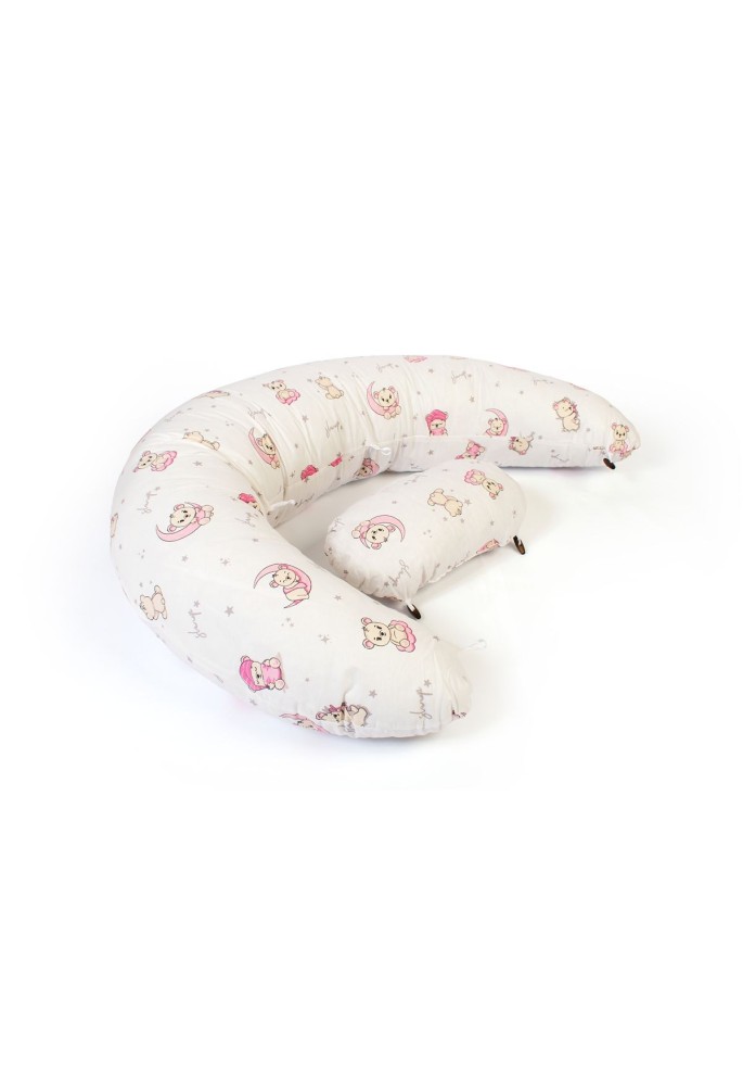 Μαξιλάρι Εγκυμοσύνης - Θηλασμού 2 σε 1 bebe Bear's Nest 04 155x35x20 White-Pink 100% Cotton Μαξιλάρι Εγκυμοσύνης - Θηλασμού 2 σε 1 bebe Bear's Nest 04 155x35x20 White-Pink 100% Cotton