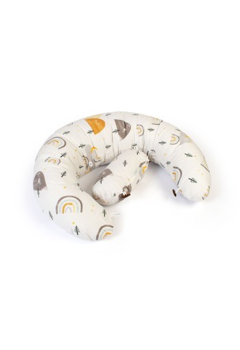 Μαξιλάρι Εγκυμοσύνης - Θηλασμού 2 σε 1 bebe Rainbow 01 155x35x20 White-Grey 100% Cotton Μαξιλάρι Εγκυμοσύνης - Θηλασμού 2 σε 1 bebe Rainbow 01 155x35x20 White-Grey 100% Cotton
