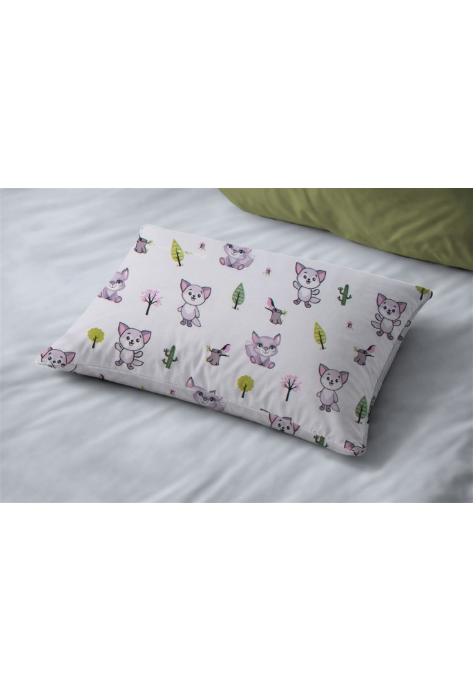 Μαξιλαροθήκη Εμπριμέ bebe Baby Foxes 594 35X45 White-Pastel Lilac 100% Cotton Μαξιλαροθήκη Εμπριμέ bebe Baby Foxes 594 35X45 White-Pastel Lilac 100% Cotton
