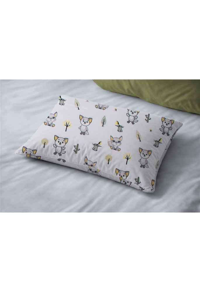 Μαξιλαροθήκη Εμπριμέ bebe Baby Foxes 595 35X45 White-Grey 100% Cotton Μαξιλαροθήκη Εμπριμέ bebe Baby Foxes 595 35X45 White-Grey 100% Cotton