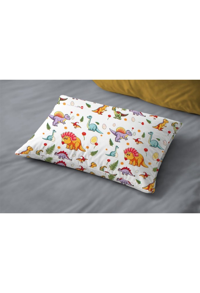 Μαξιλαροθήκη Εμπριμέ bebe Dinosaur 520 35x45 White-Orange 100% Cotton