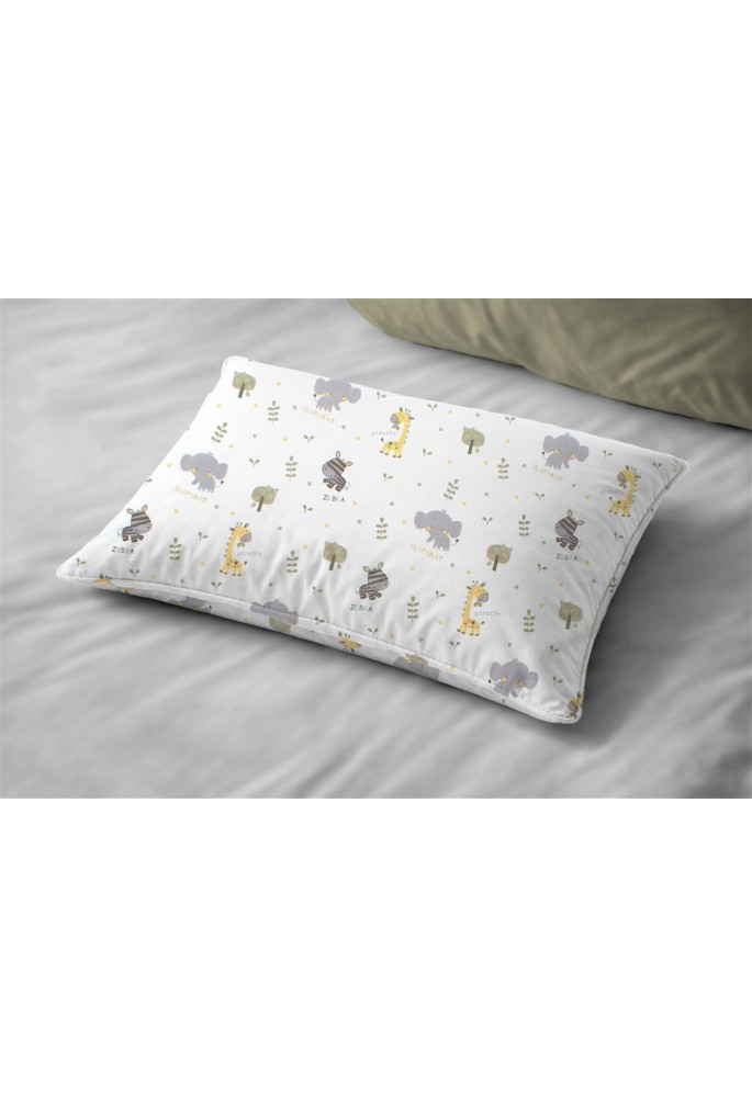 Μαξιλαροθήκη Εμπριμέ bebe Happy Safari 713 35X45 White-Grey 100% Cotton Μαξιλαροθήκη Εμπριμέ bebe Happy Safari 713 35X45 White-Grey 100% Cotton