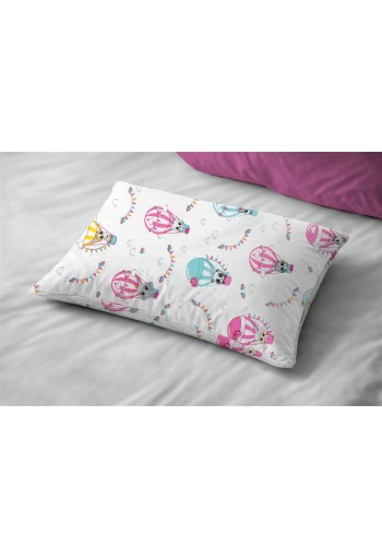 Μαξιλαροθήκη Εμπριμέ bebe The Floating Zoo 597 35X45 White-Pink 100% Cotton Μαξιλαροθήκη Εμπριμέ bebe The Floating Zoo 597 35X45 White-Pink 100% Cotton