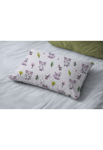 Μαξιλαροθήκη Εμπριμέ kids Baby Foxes 594 50X70 White-Pastel Lilac 100% Cotton Μαξιλαροθήκη Εμπριμέ kids Baby Foxes 594 50X70 White-Pastel Lilac 100% Cotton