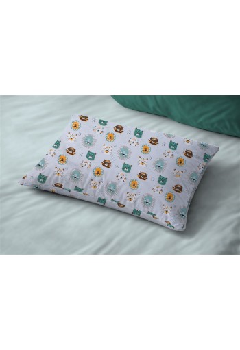 Μαξιλαροθήκη Εμπριμέ kids Big Cats 28 50X70 Light Aqua 100% Cotton Μαξιλαροθήκη Εμπριμέ kids Big Cats 28 50X70 Light Aqua 100% Cotton