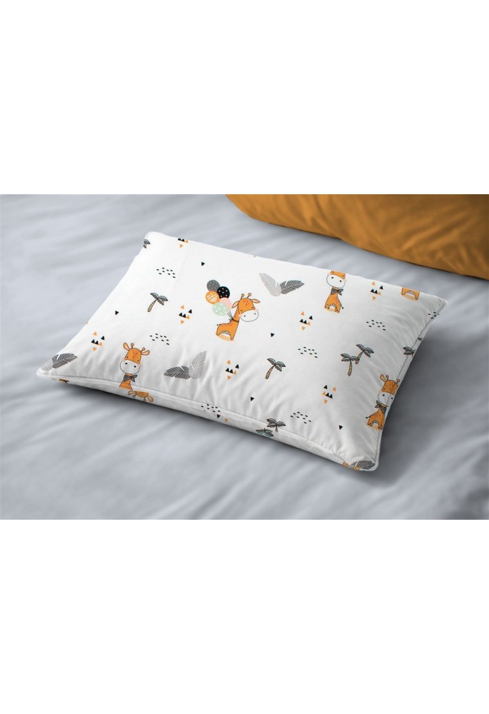 Μαξιλαροθήκη Εμπριμέ kids Giraffe 599 50X70 White-Orange 100% Cotton