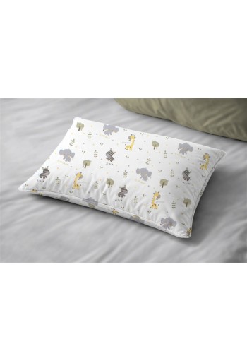 Μαξιλαροθήκη Εμπριμέ kids Happy Safari 713 50X70 White-Grey 100% Cotton Μαξιλαροθήκη Εμπριμέ kids Happy Safari 713 50X70 White-Grey 100% Cotton