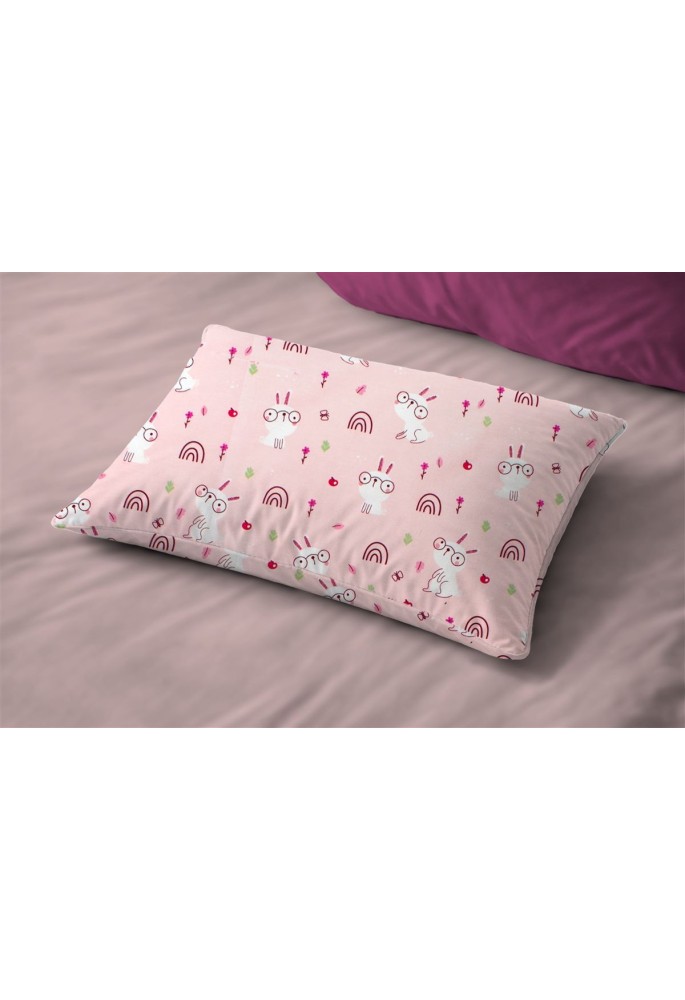 Μαξιλαροθήκη Εμπριμέ kids Rabbit Garden 585 50X70 Pink 100% Cotton