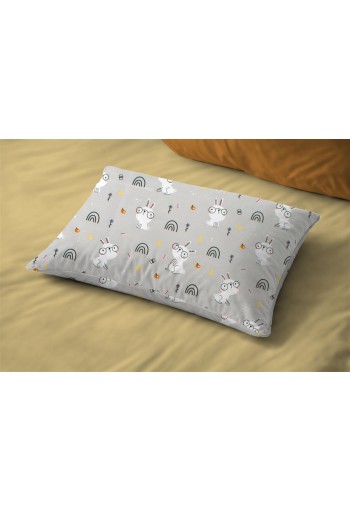 Μαξιλαροθήκη Εμπριμέ kids Rabbit Garden 586 50X70 Grey 100% Cotton Μαξιλαροθήκη Εμπριμέ kids Rabbit Garden 586 50X70 Grey 100% Cotton