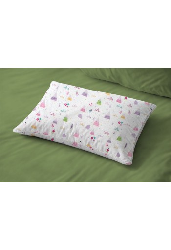Μαξιλαροθήκη Εμπριμέ kids Whimsical Mountainside 587 50X70 White-Pastel Lilac 100% Cotton Μαξιλαροθήκη Εμπριμέ kids Whimsical Mountainside 587 50X70 White-Pastel Lilac 100% Cotton