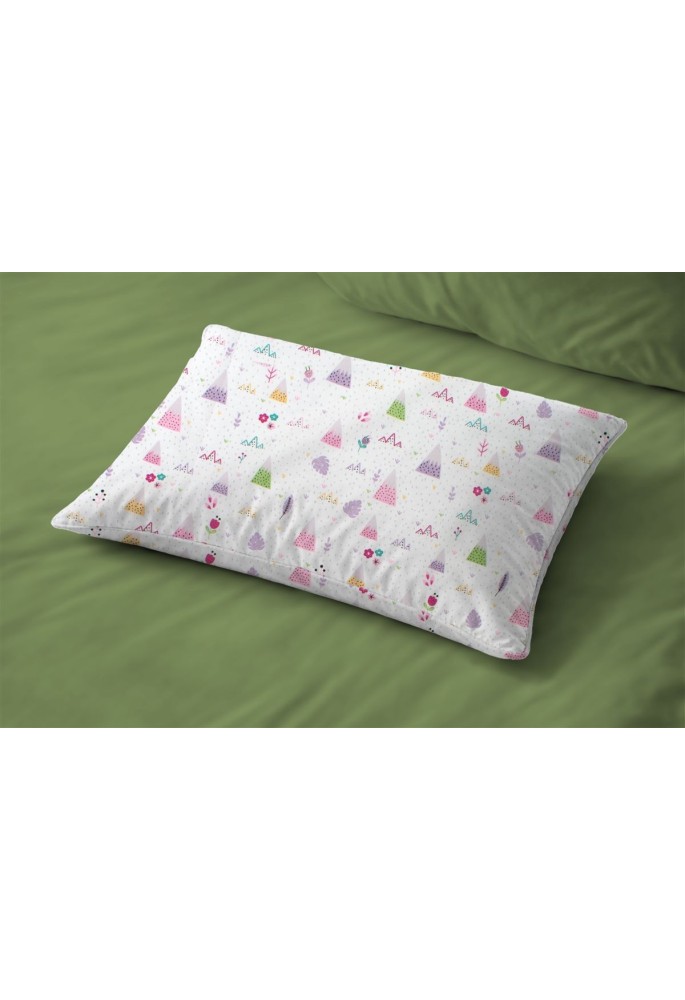 Μαξιλαροθήκη Εμπριμέ kids Whimsical Mountainside 587 50X70 White-Pastel Lilac 100% Cotton Μαξιλαροθήκη Εμπριμέ kids Whimsical Mountainside 587 50X70 White-Pastel Lilac 100% Cotton