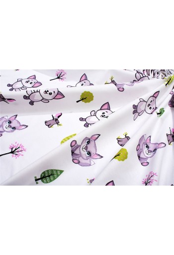 Πάνα Χασέ bebe Baby Foxes 594 80X80 White-Pastel Lilac 100% Cotton Πάνα Χασέ bebe Baby Foxes 594 80X80 White-Pastel Lilac 100% Cotton