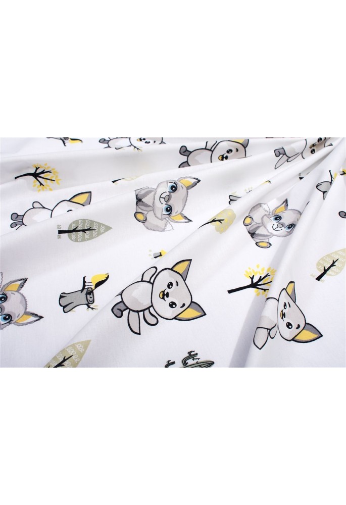 Πάνα Χασέ bebe Baby Foxes 595 80X80 White-Grey 100% Cotton Πάνα Χασέ bebe Baby Foxes 595 80X80 White-Grey 100% Cotton