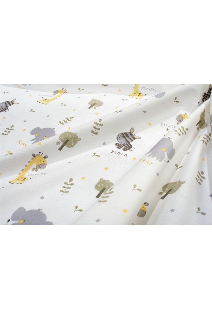 Πάνα Χασέ bebe Happy Safari 713 80X80 White-Grey 100% Cotton