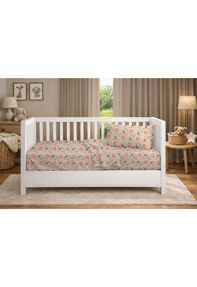 Παπλωματοθήκη Εμπριμέ bebe Floating Bunny 714 120X160 Beige-Salmon 100% Cotton Παπλωματοθήκη Εμπριμέ bebe Floating Bunny 714 120X160 Beige-Salmon 100% Cotton