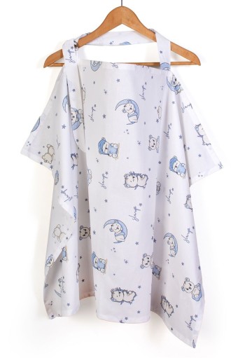 Ποδιά Θηλασμού bebe Bear's Nest 03 105x70 White-Sky Blue 100% Cotton Ποδιά Θηλασμού bebe Bear's Nest 03 105x70 White-Sky Blue 100% Cotton
