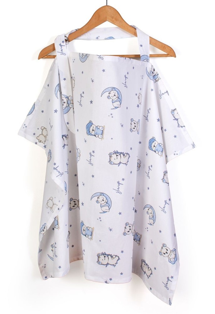 Ποδιά Θηλασμού bebe Bear's Nest 03 105x70 White-Sky Blue 100% Cotton Ποδιά Θηλασμού bebe Bear's Nest 03 105x70 White-Sky Blue 100% Cotton
