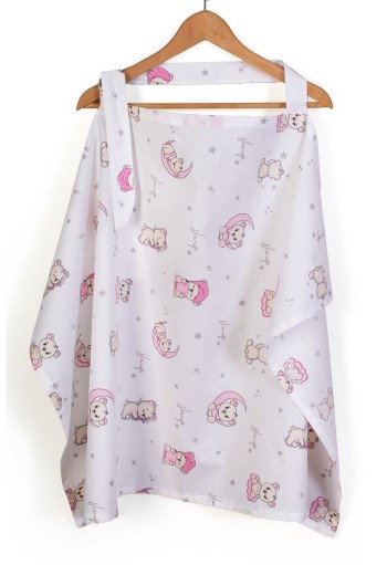 Ποδιά Θηλασμού bebe Bear's Nest 04 105x70 White-Pink 100% Cotton Ποδιά Θηλασμού bebe Bear's Nest 04 105x70 White-Pink 100% Cotton