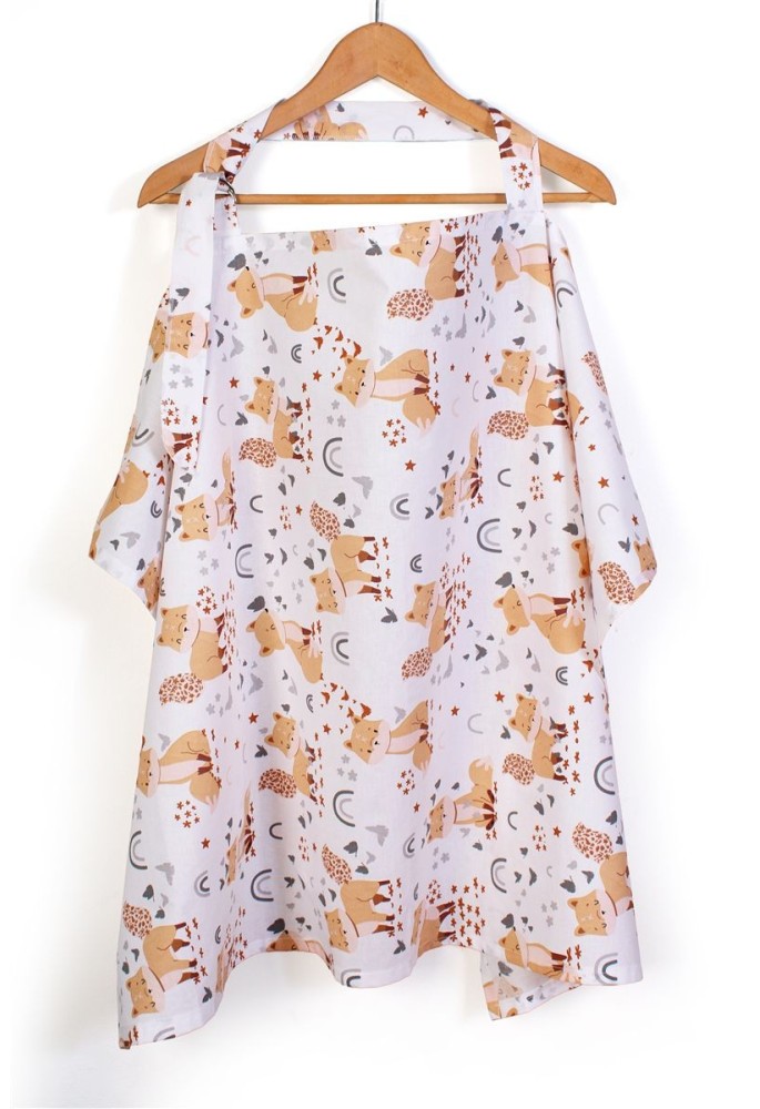 Ποδιά Θηλασμού bebe Cute Fox 02 105x70 White-Beige 100% Cotton Ποδιά Θηλασμού bebe Cute Fox 02 105x70 White-Beige 100% Cotton