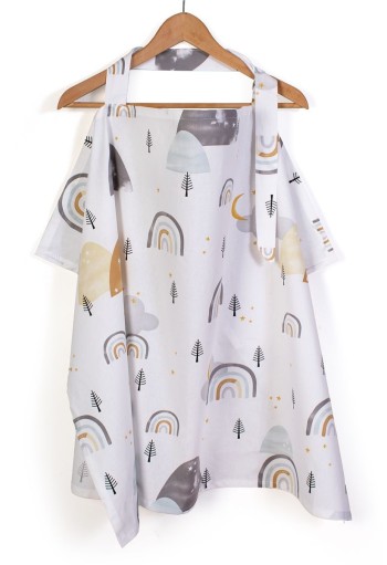 Ποδιά Θηλασμού bebe Rainbow 01 105x70 White-Grey 100% Cotton Ποδιά Θηλασμού bebe Rainbow 01 105x70 White-Grey 100% Cotton