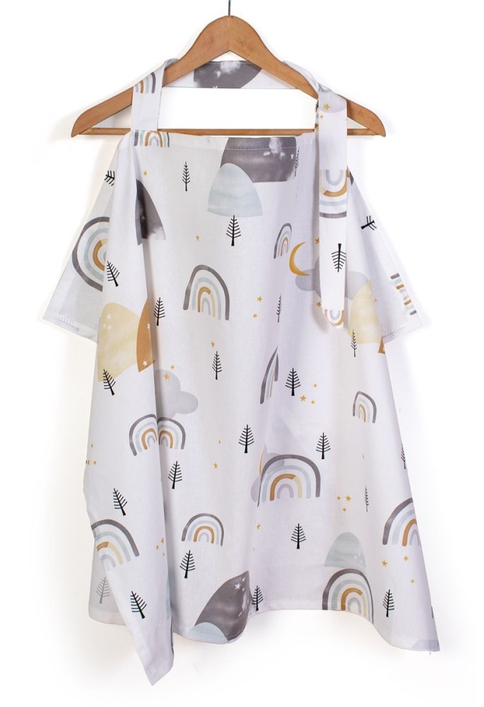 Ποδιά Θηλασμού bebe Rainbow 01 105x70 White-Grey 100% Cotton Ποδιά Θηλασμού bebe Rainbow 01 105x70 White-Grey 100% Cotton