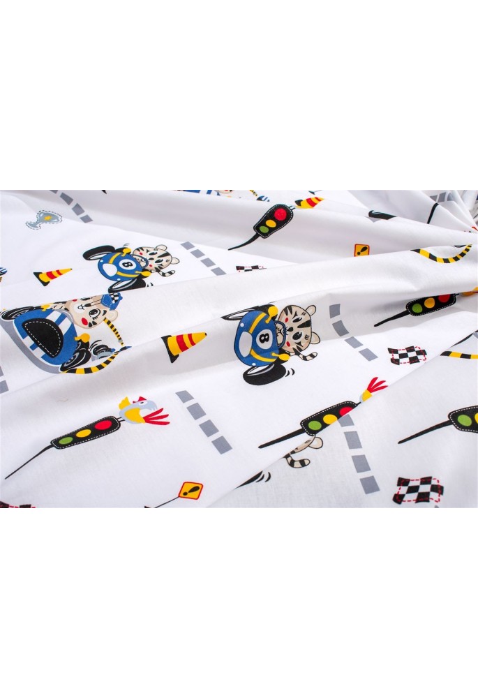 Σεντονάκι Λίκνου bebe Animal Grand Prix 589 80X110 White-Blue 100% Cotton Σεντονάκι Λίκνου bebe Animal Grand Prix 589 80X110 White-Blue 100% Cotton