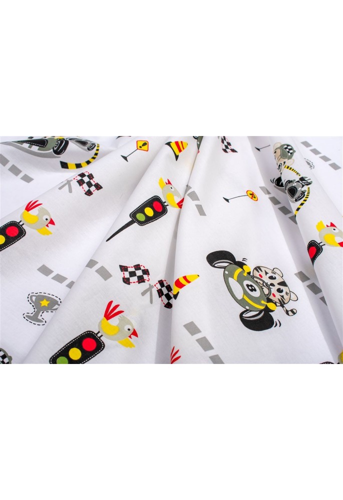 Σεντονάκι Λίκνου bebe Animal Grand Prix 590 80X110 White-Olive 100% Cotton