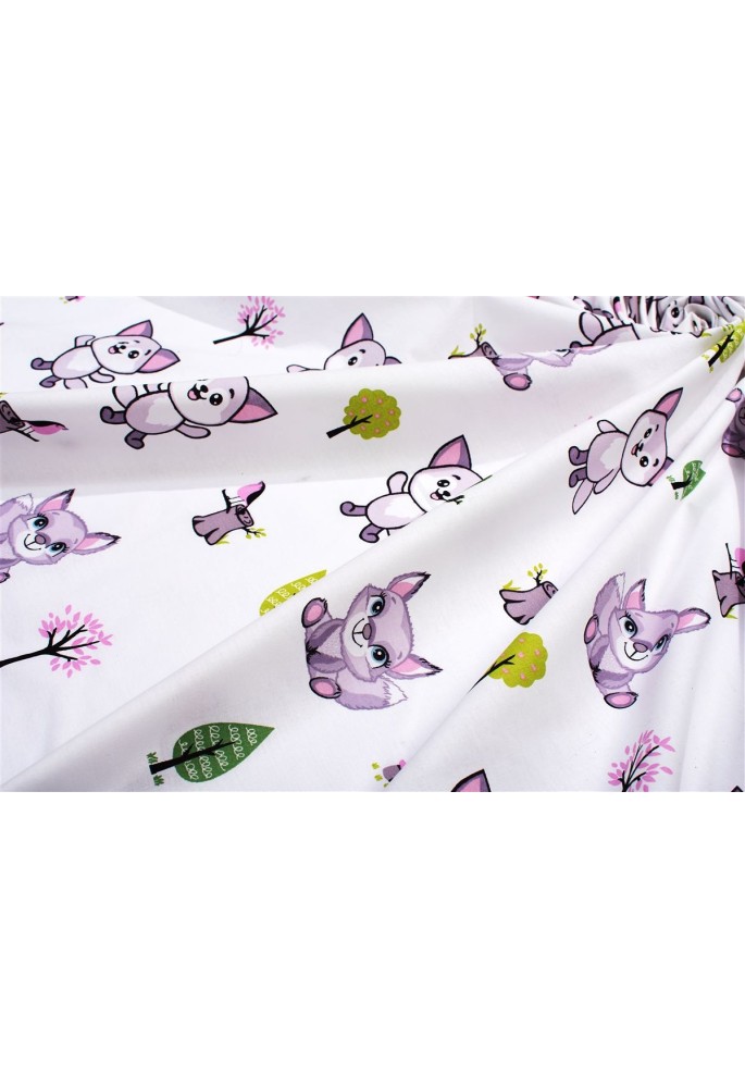 Σεντονάκι Λίκνου bebe Baby Foxes 594 80X110 White-Pastel Lilac 100% Cotton Σεντονάκι Λίκνου bebe Baby Foxes 594 80X110 White-Pastel Lilac 100% Cotton