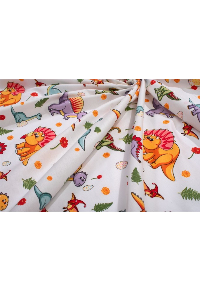 Σεντονάκι Λίκνου bebe Dinosaur 520 80x110 White-Orange 100% Cotton Σεντονάκι Λίκνου bebe Dinosaur 520 80x110 White-Orange 100% Cotton