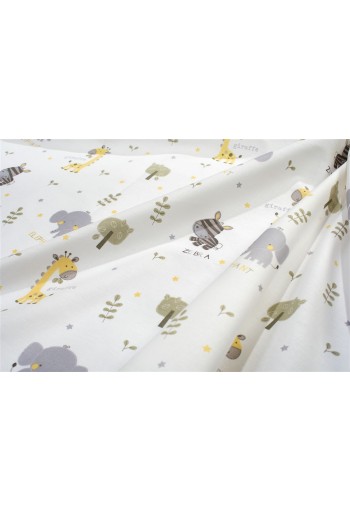 Σεντονάκι Λίκνου bebe Happy Safari 713 80X110 White-Grey 100% Cotton Σεντονάκι Λίκνου bebe Happy Safari 713 80X110 White-Grey 100% Cotton