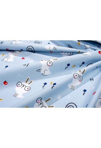 Σεντονάκι Λίκνου bebe Rabbit Garden 584 80X110 Sky Blue 100% Cotton