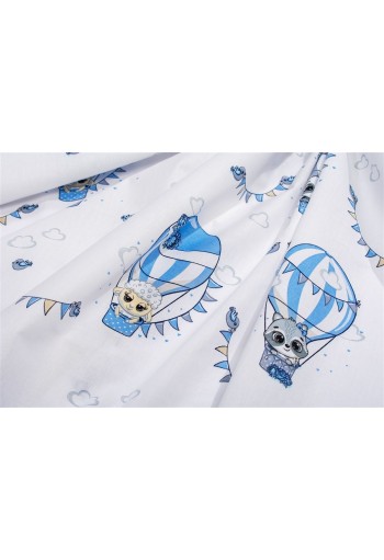 Σεντονάκι Λίκνου bebe The Floating Zoo 596 80X110 White-Blue 100% Cotton Σεντονάκι Λίκνου bebe The Floating Zoo 596 80X110 White-Blue 100% Cotton