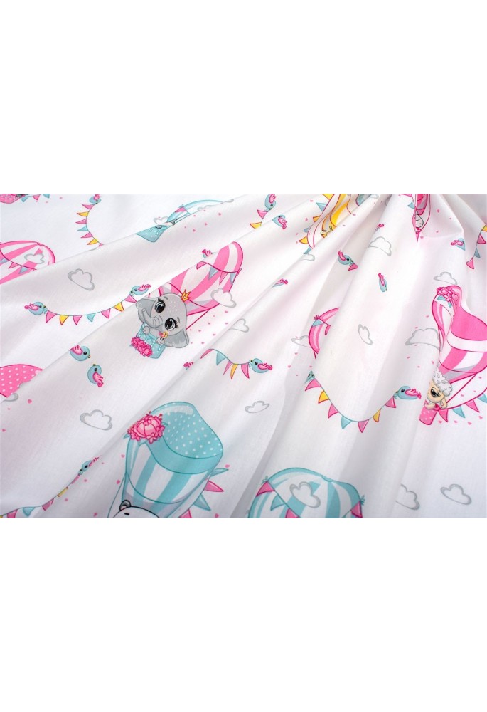 Σεντονάκι Λίκνου bebe The Floating Zoo 597 80X110 White-Pink 100% Cotton Σεντονάκι Λίκνου bebe The Floating Zoo 597 80X110 White-Pink 100% Cotton