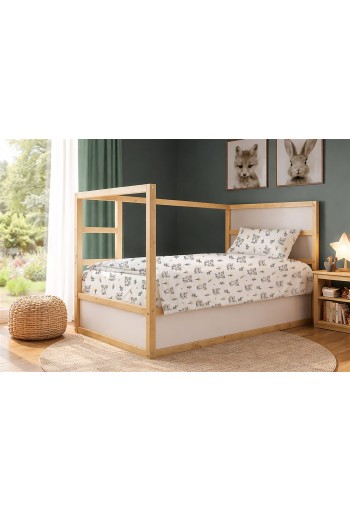 Σεντόνια Εμπριμέ Σετ 2 τεμ kids Baby Foxes 595 160X240 White-Grey 100% Cotton Σεντόνια Εμπριμέ Σετ 2 τεμ kids Baby Foxes 595 160X240 White-Grey 100% Cotton