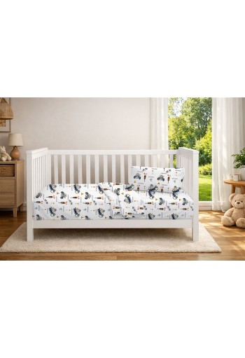 Σεντόνια Εμπριμέ Σετ 3 τεμ bebe Animal Grand Prix 589 120X160 White-Blue 100% Cotton Σεντόνια Εμπριμέ Σετ 3 τεμ bebe Animal Grand Prix 589 120X160 White-Blue 100% Cotton