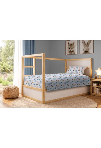 Σεντόνια Εμπριμέ Σετ 3 τεμ kids Big Cats 28 160X240 Light Aqua 100% Cotton Σεντόνια Εμπριμέ Σετ 3 τεμ kids Big Cats 28 160X240 Light Aqua 100% Cotton