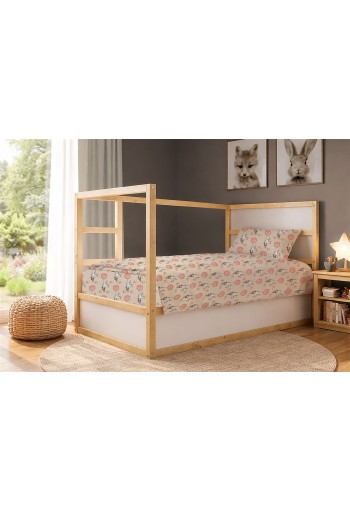 Σεντόνια Εμπριμέ Σετ 3 τεμ kids Floating Bunny 714 160X240 Beige-Salmon 100% Cotton Σεντόνια Εμπριμέ Σετ 3 τεμ kids Floating Bunny 714 160X240 Beige-Salmon 100% Cotton