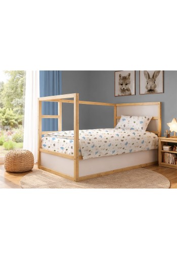 Σεντόνια Εμπριμέ Σετ 3 τεμ kids Happy Safari 711 160X240 White-Sky Blue 100% Cotton Σεντόνια Εμπριμέ Σετ 3 τεμ kids Happy Safari 711 160X240 White-Sky Blue 100% Cotton