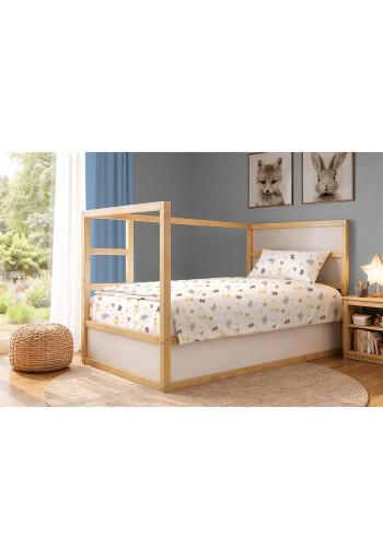 Σεντόνια Εμπριμέ Σετ 3 τεμ kids Happy Safari 713 160X240 White-Grey 100% Cotton Σεντόνια Εμπριμέ Σετ 3 τεμ kids Happy Safari 713 160X240 White-Grey 100% Cotton