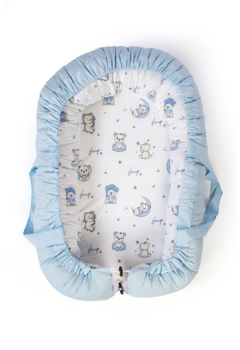 Φωλιά Ύπνου bebe Bear's Nest 03 85x60x15 White-Sky Blue 100% Cotton Φωλιά Ύπνου bebe Bear's Nest 03 85x60x15 White-Sky Blue 100% Cotton